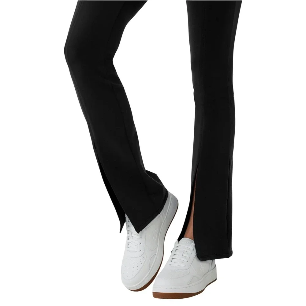 ALO Yoga Black High-Waist Flare Leggings with Front Slits